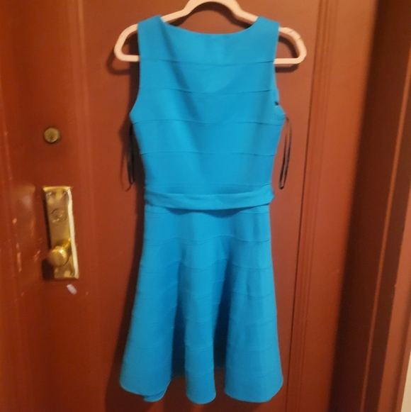 Calvin Klein Women's Blue Sleeveless Belted Midi Dress Size 6 - Picture 14 of 15